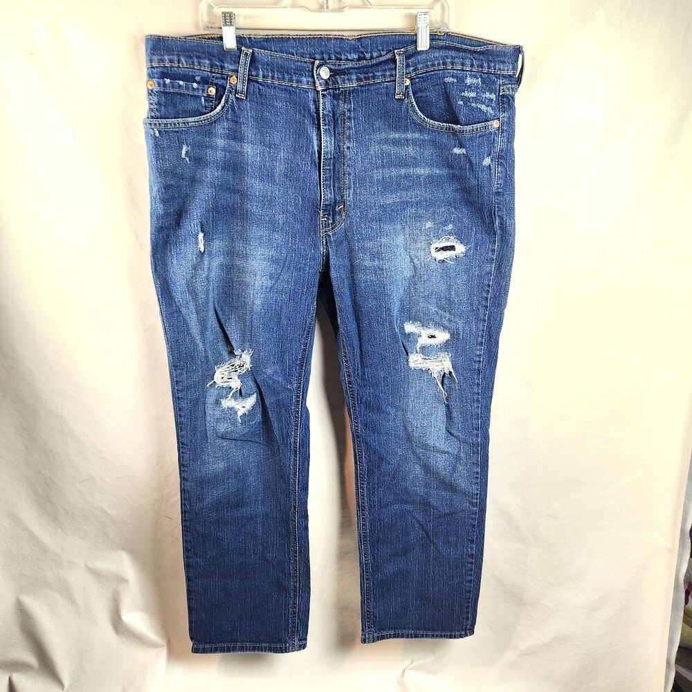 Levis 541 Jeans Mens 40x30 Blue Distressed Athletic Fit Stretch Denim Pants